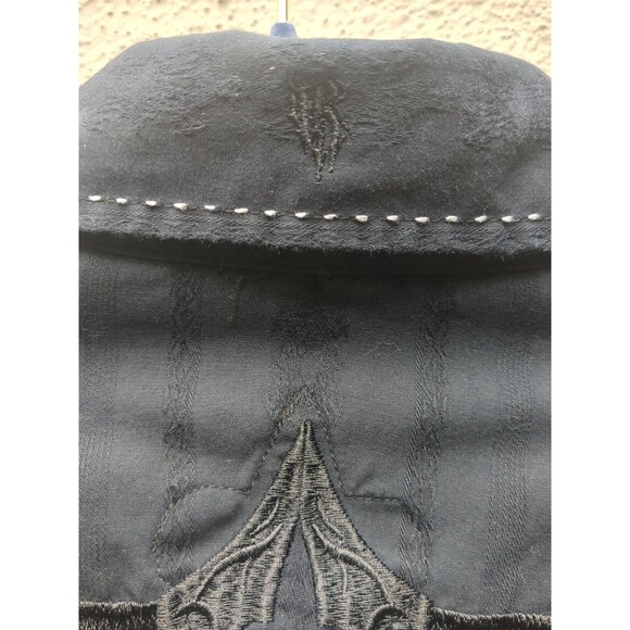 ROAR Dress Shirt LG Mens Graphic Black Embroidered Artsy Rodeo Strong Cowboy - Picture 13 of 16